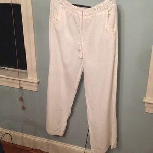 White wide leg summer pants.